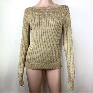 Ralph Lauren Woman Top Blouse Golden Sz M